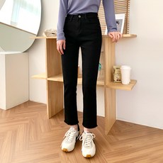 JAL BBA JEAN 修身刷毛簡約下擺剪裁直筒褲