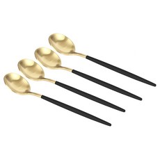 SSGP 不銹鋼甜點勺, 黑金, 4個