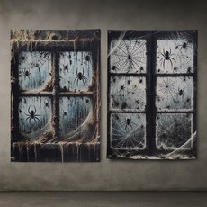 PARTYSHOW 萬聖節裝飾橫幅蜘蛛網窗戶2件組, 混合色