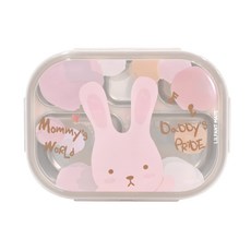 LILFANT 不鏽鋼雙層孩童餐盤, Snow Rabbit, 餐盤+蓋子, 1組
