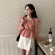 린다샵 블리아 퍼프 셔링 러블리 크롭 블라우스 cpbl4922k2c