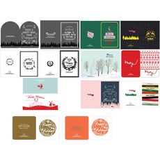 Iciel design 聖誕節卡片13款套組 + 信封隨機發送 13p, 混合顏色, 1套