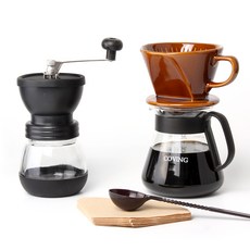 코빙 슬리브 도자기 드립커피 세트, 혼합색상, 1세트