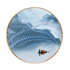 홈인테리어 원형 풍경 동양화 그림 액자 YT_RA916 E타입, 골드