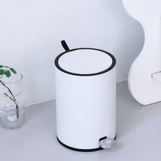 LivingPlante 簡約風格腳踏式垃圾桶 6L, 白色