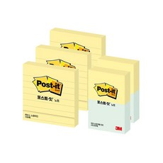 3M Post-it 便利貼 黃色薄荷色 2入+條紋便利貼 654-L 3入組, 黃色的, 1套