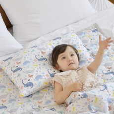 아띠블랑 인견 어린이베개 커버2p+ 속통1p, 블루다이노