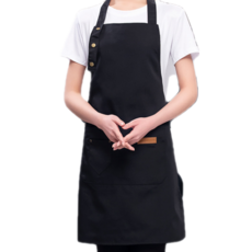 올하이 포켓 수납 데님 앞치마 65 x 70 cm, 블랙, 1개