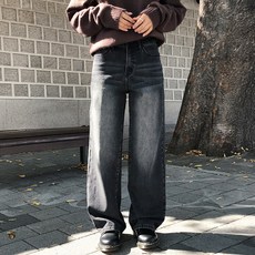 NEEDSOME 女款長/中長版Together內刷毛半寬管丹寧褲