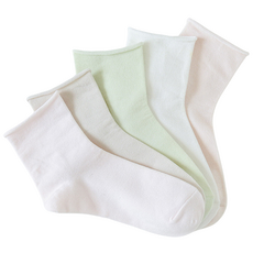 孕婦捲邊素色棉襪5件組 D09, 1組