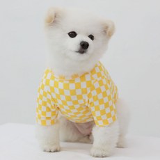 LuckyPetter 狗狗迷你格紋T恤, 白色/黃色, 1個