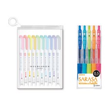 ZEBRA 斑馬牌 溫和眼線10色套組+Sarasa夾5色套組0.5mm, 混色, 1套