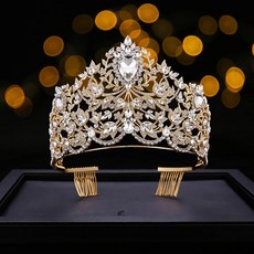 에스텔라 셀프웨딩 왕관 머리띠 avv914, 골드, 1개