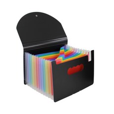 Zeno Win大容量文件夾 文書保管箱 風琴文件夾, 黑色的, 1個