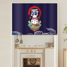 BonBon naturel 加厚穿桿式門簾, 魚豐肉富 深藍色