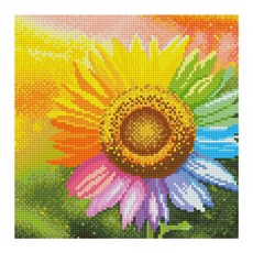 iLovePainting 帆布版 鑽石畫 DIY 套組 30 x 30 cm, 彩虹向日葵, 1個