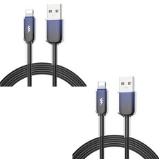 케이스틱 그라데이션 60w 고속충전 A타입-8핀 케이블, 블랙, 2개, 1m