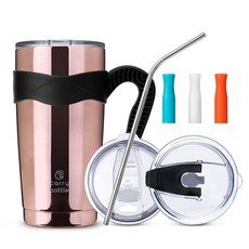 carry bottle Standard保溫杯+專用手把+翻轉吸管杯蓋+不鏽鋼吸管+吸管套3入組, 亮酒紅色(保溫杯),黑色(手柄), 600ml, 1組