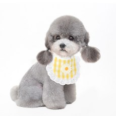 김멍냥 반려동물 플라워 케이프 턱받이, 옐로우, 1개