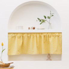 포홈 핸드메이드 파스텔체크 사이즈별 맞춤 커튼 봉집형