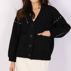 뮤리엘 여성용 라인 포인트 브이넥 니트 가디건