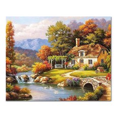 ADICO DIY油畫 秋日花園 PH75 50 x 40 cm, 混合色