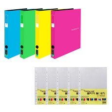 ECO Chungwoon 多色不透明3孔D形環活頁夾 A4 3cm 4入+填充內頁 0.8mm 100入, 隨機發貨, 1套