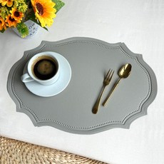 hellogem 北歐貴族皮革防水餐墊, 灰色, 2個