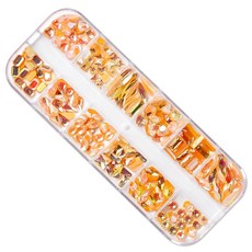 MEIBROWN 冰塊造型混合美甲鑽飾12款套組 M0226, 橘色, 1個