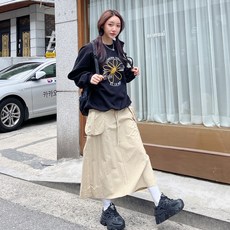 디아미뇽 리샤 카고 밴딩 롱 스커트