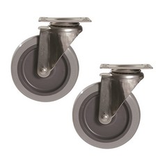 MASTER.S 不鏽鋼輕型橡膠滑輪 DS 2250 MRP-S 平轉式 灰色 12.7cm, 2個