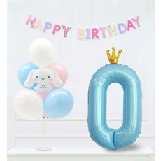 Joy Party 大耳狗喜拿生日氣球 + 皇冠數字0氣球組, 隨機出貨, 1套