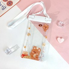 卡通手機保護防水包, 泡泡白色麵包熊, 1個