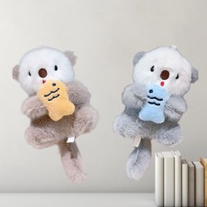 마켓플랜 붕어빵 수달 캐릭터 인형 키링 2종 세트, 블루, 베이지, 1세트, 15cm