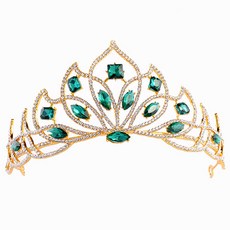 에스텔라 셀프웨딩 베일 신부 머리 장식 크리스탈 opt689, 1개, 그린