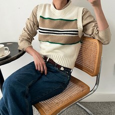 난닝구 여성용 멜프레 배색 니트 베스트