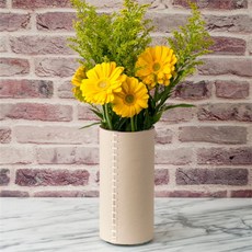 Yurine 縫線皮革花瓶, 米色