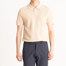 男性紋理鈕扣領短袖T恤