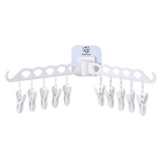 葉子小舖 無痕曬襪曬衣架 10夾, 1個, 白色