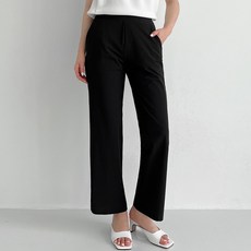 뜨개진 여성용 허리밴딩 핀턱 베네치아 와이드 팬츠