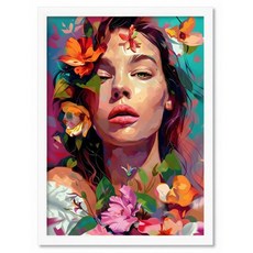 비즈포유 북유럽 Floral Portrait 알루미늄 아크릴 액자 P12, 화이트