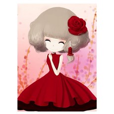 KMELLIE 5D 圓形鑽石畫 DIY 套組 20 x 30 cm, 清純美人02, 1套