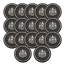 東大門鈕扣王 服裝輔料 高級大衣西裝開襟衫電鍍鈕扣 星星盾牌徽章紋理 23mm, 金色黑色, 17個