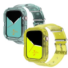 LIMSTAIL Apple Watch 3/4/5/6/SE/7 Fintooth 錶帶保護殼 (相容38/40mm), 綠色, 黃色, 2個