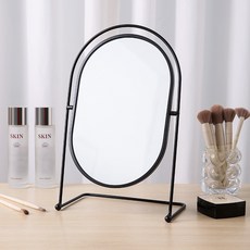 橢圓形可旋轉角度調節化妝鏡, 黑色