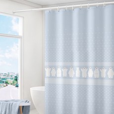 Market A 卡通布料浴簾 熊藍色 200 x 200 cm, 1個