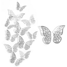 PARTYSHOW DIY蝴蝶裝飾組, 銀色, 4套