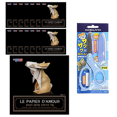 동아피엠에스 종이나라 1000 크라프트지다물 15cm 15p + 고쿠요 SAXA 플라이 캡 가위 블루, 1개