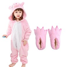 mom&daddy 兒童動物睡衣小豬+鞋子中號套裝