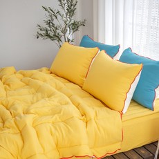 Yesbedding 韓國製Rolling Pop水洗雙面薄被, 芒果黃